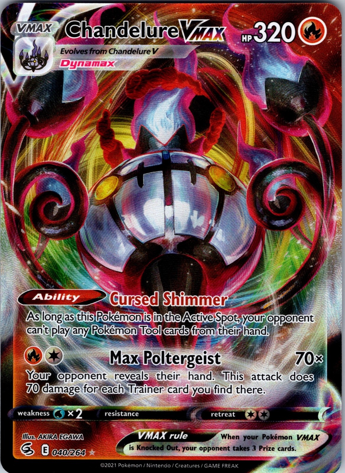 Chandelure VMAX Holo SWSH08: Fusion Strike 040/264 NM