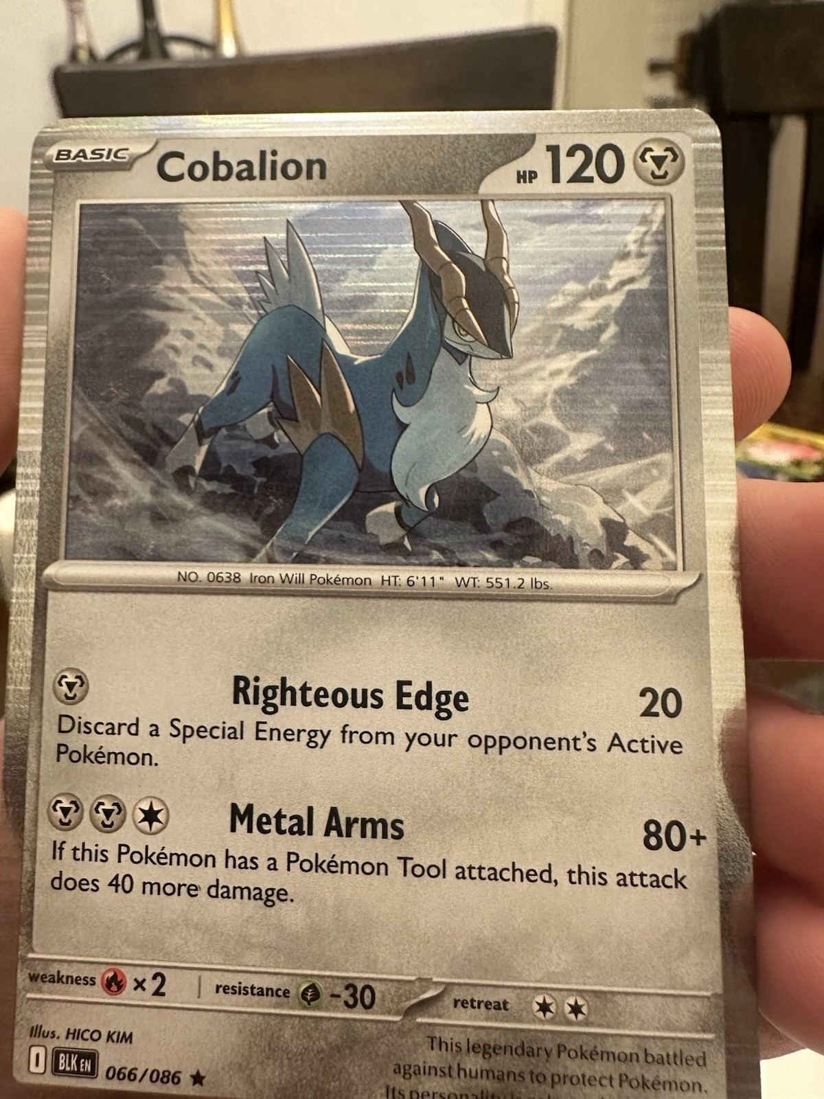 Factory Error – Pokemon Cobalion 066/086 Sv: Black Bolt Holo Rare 120 HP English