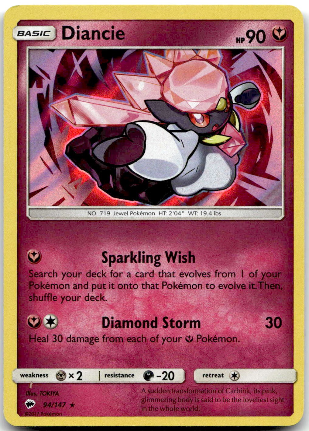 Pokemon Diancie Burning Shadows SM03 #94/147 Holo Rare Holo LP $SALE$!