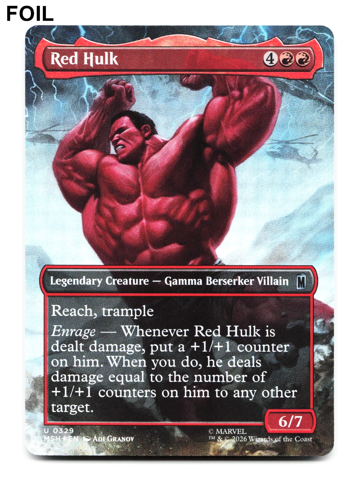 Red Hulk (Borderless FOIL) – [Marvel Super Heroes] MSH Magic MTG 🔥🔥
