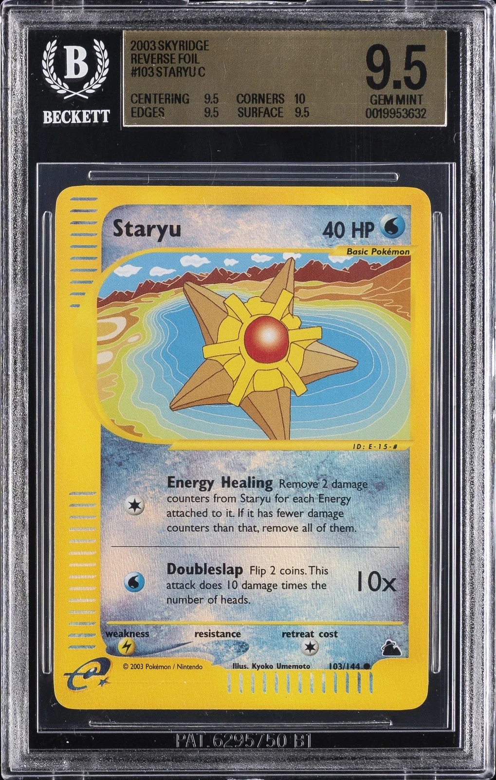 2003 SKYRIDGE #103 STARYU REVERSE FOIL BGS 9.5 (POP 3, TOP SUBS, NONE HIGHER)