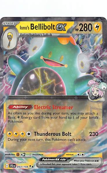 Iono’s Bellibolt ex Holo Double Rare SV09: Journey Together 053/159 NM
