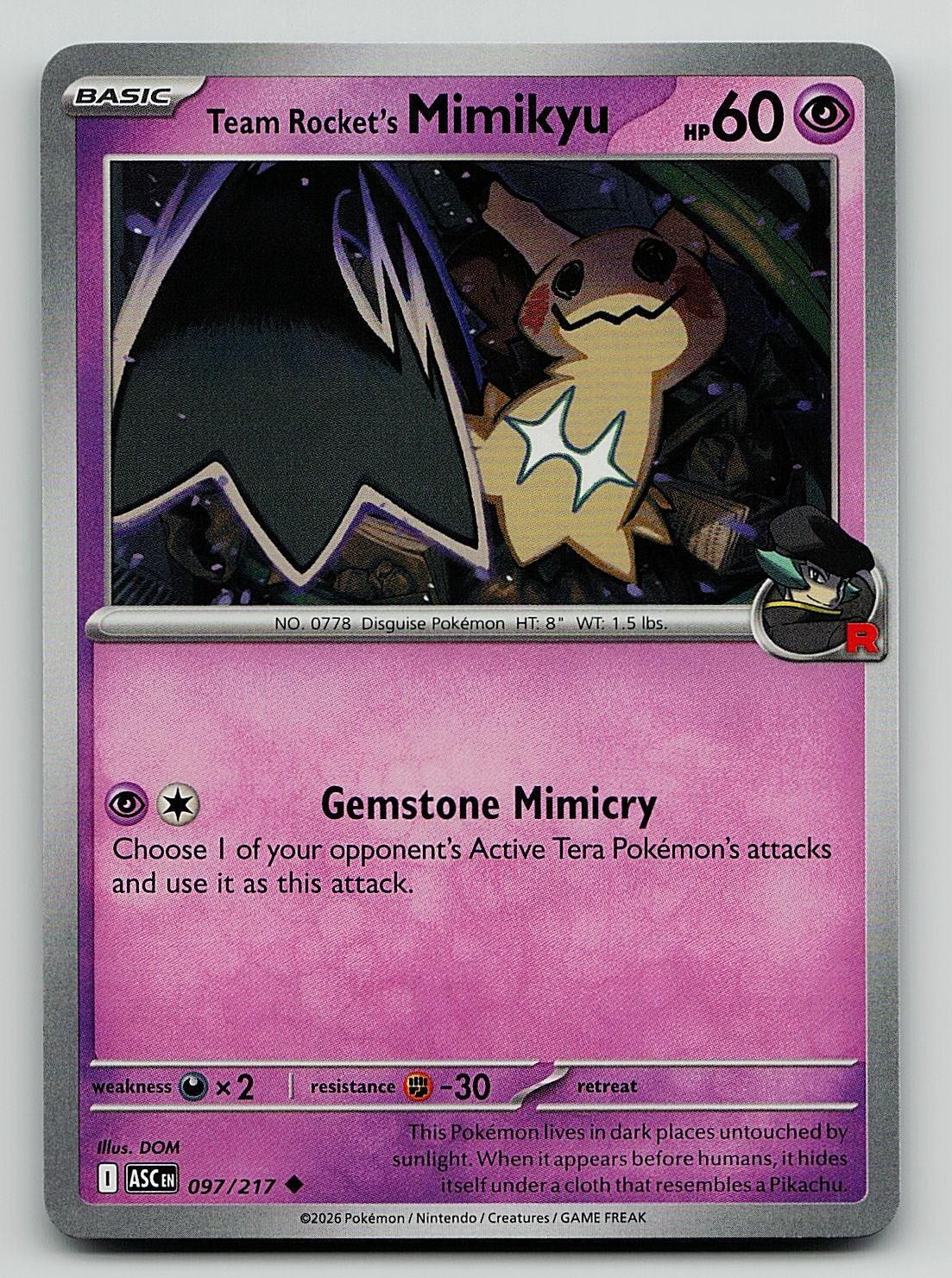 Team Rocket’s Mimikyu ME: Ascended Heroes 097/217 Pokemon NM