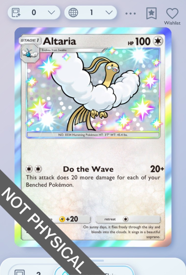 Pokemon TCG POCKET – Altaria shiny 1⭐, Paradox Drive, English