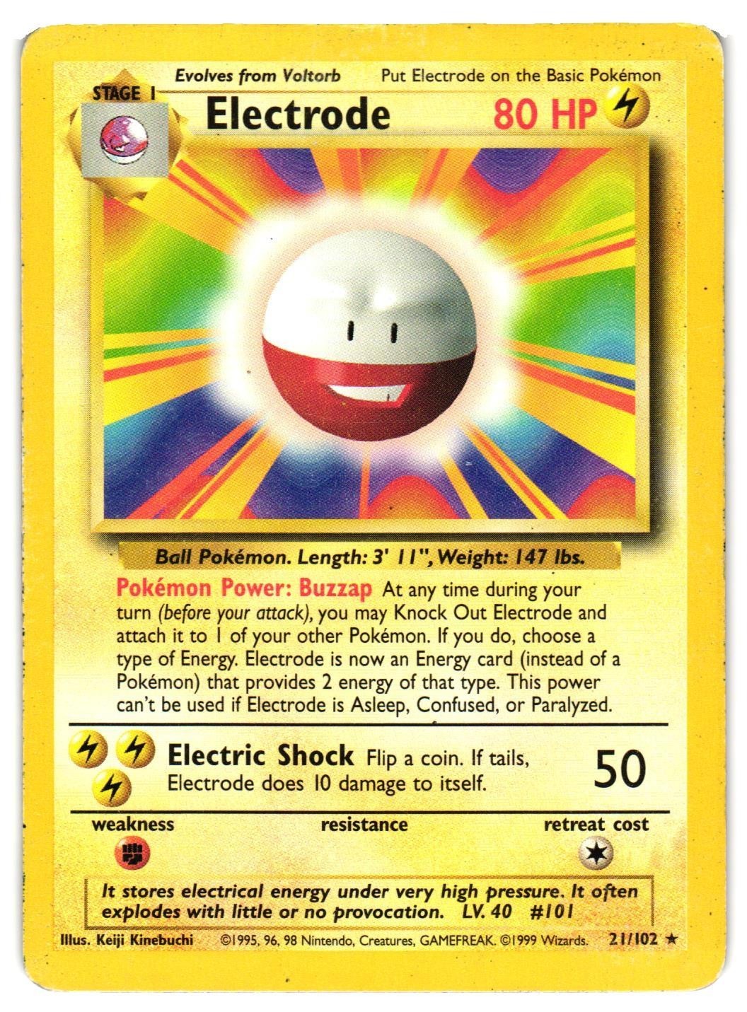 Pokemon TCG Electrode 21/102 Rare Base Set Unlimited HP