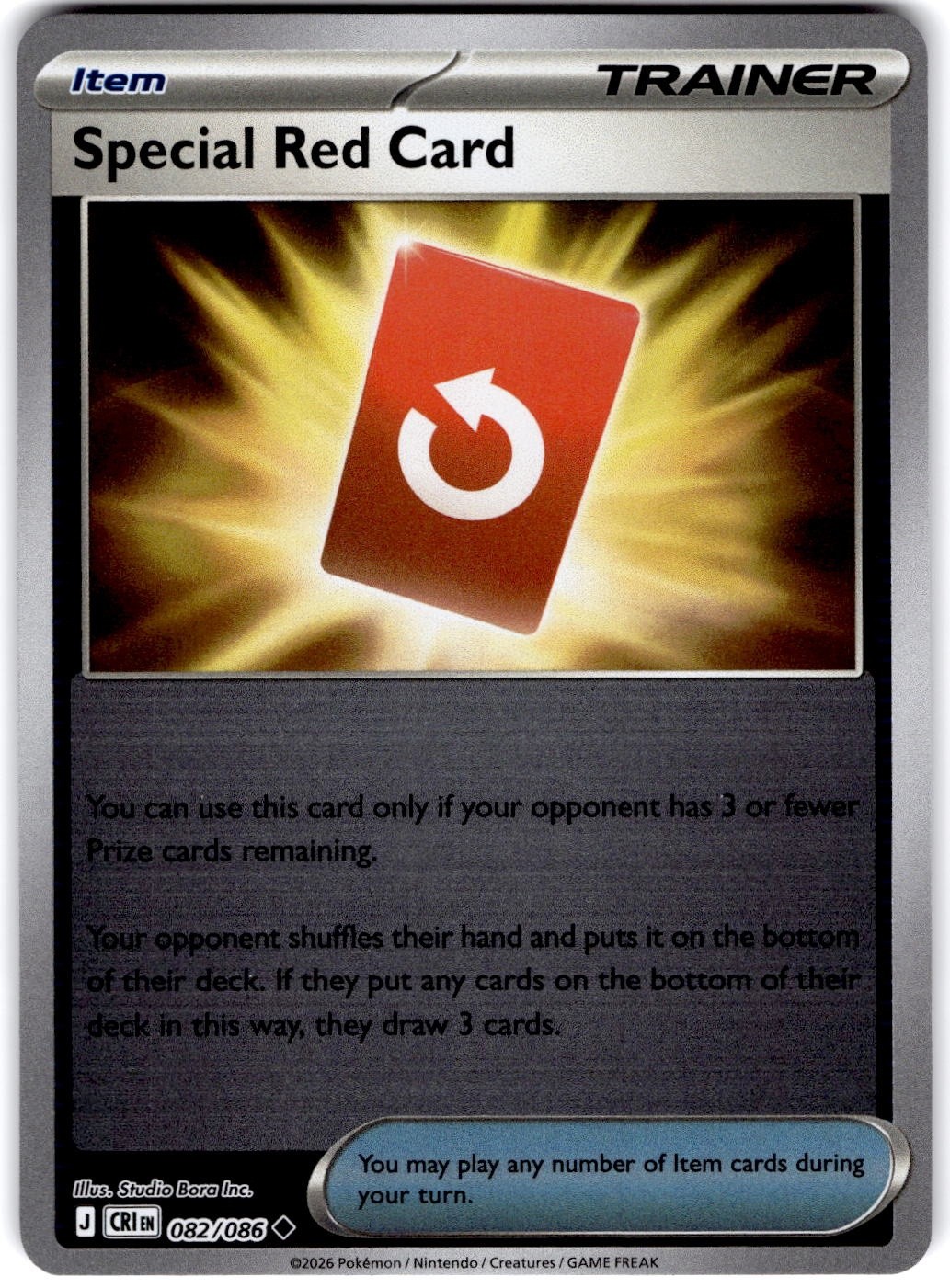 Pokemon Special Red Card Chaos Rising 82/86 Reverse Holo Near Mint English