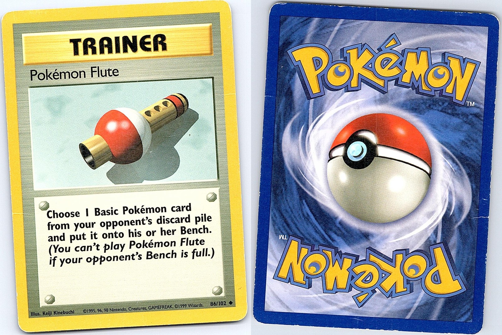 Pokemon Flute 86/102 Uncommon Base Set Unlimited Pokemon Damaged
