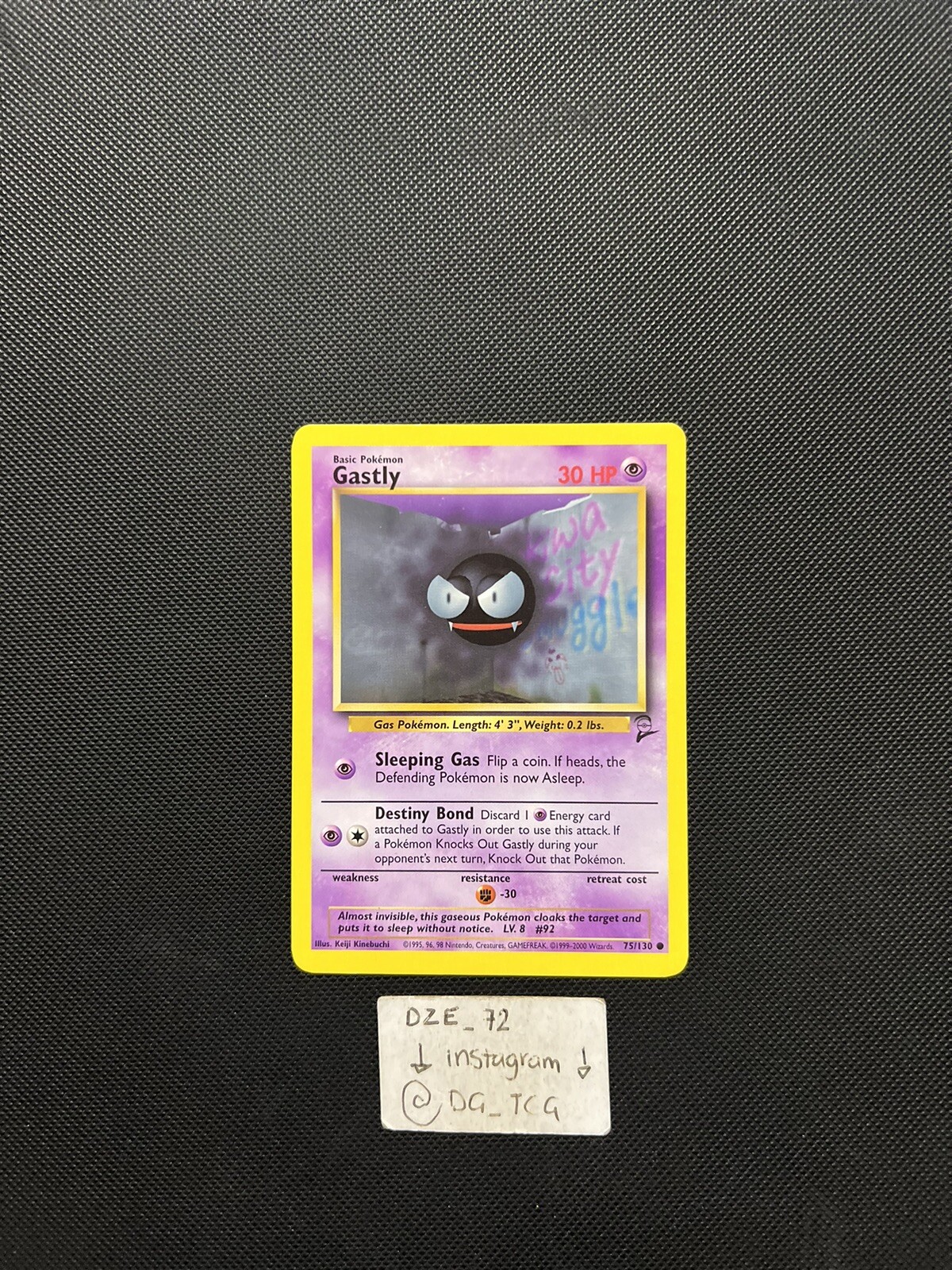 Pokemon WOTC Base Set 2 – Gastly – 75/130 – Common – NM/VLP