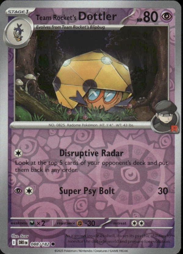 TEAM ROCKET’S DOTTLER 088/182 DESTINED RIVALS C POKEMON REVERSE HOLO SCAV