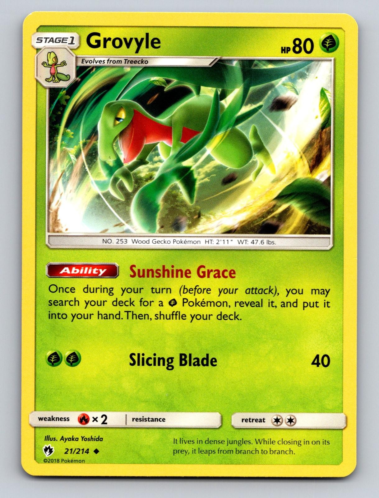 Grovyle 21/214 Uncommon Lost Thunder Near Mint