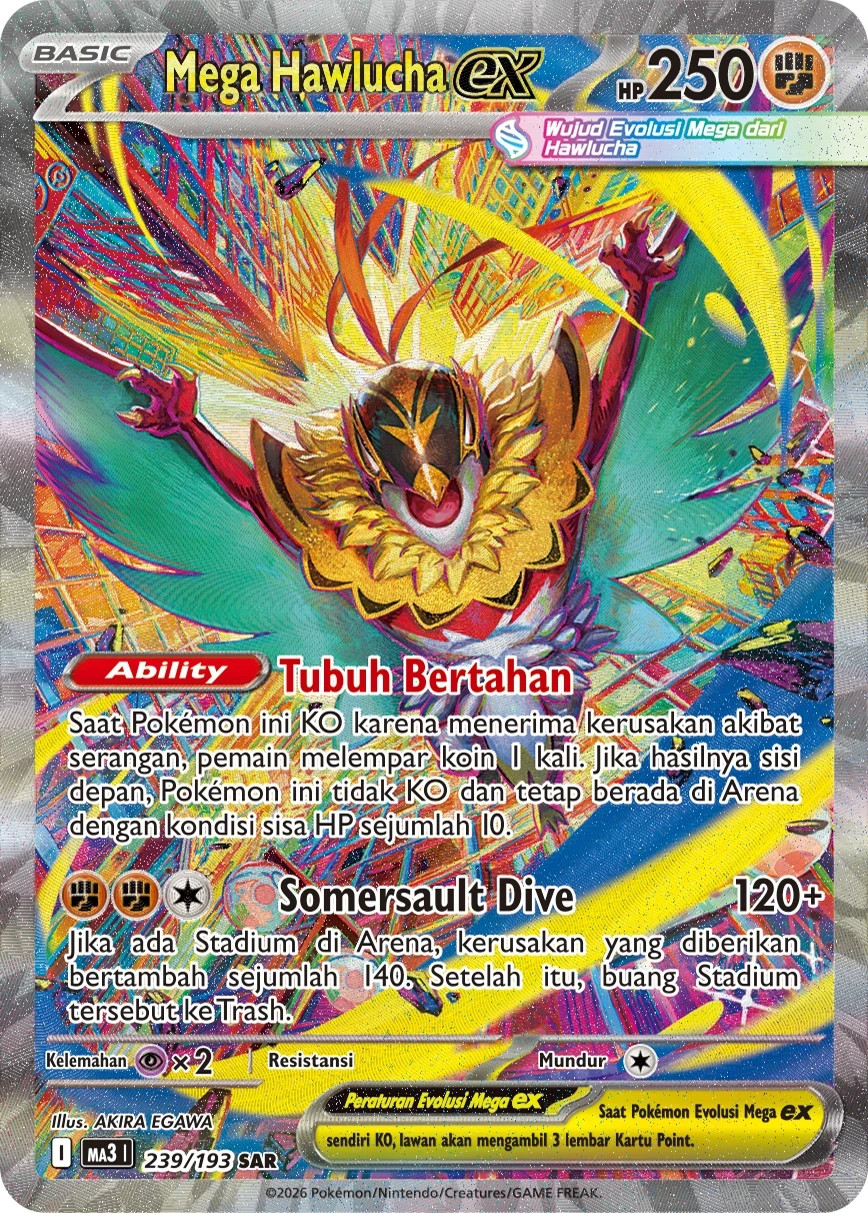 Mega Hawlucha ex MA3 239/193 SAR Mega Dream SIR Ascended Pokemon Indonesia