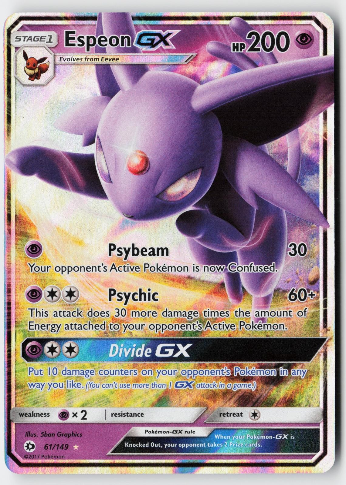 Pokemon Espeon GX – 61/149 – Holo Ultra Rare SM Base Set Holo NM