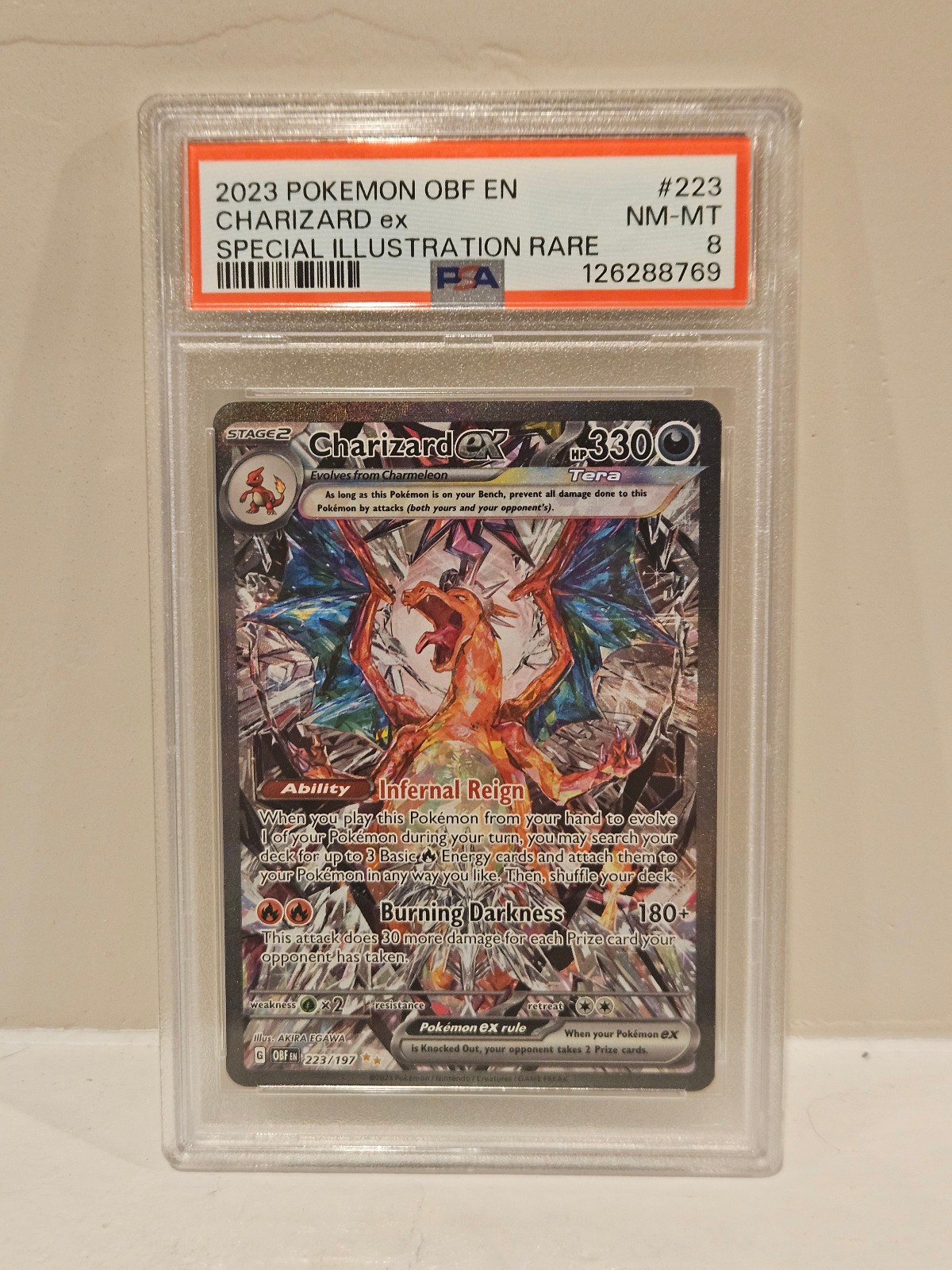 2023 Pokemon Obsidian Flames Charizard EX 223/197 SIR Special Illus Holo PSA 8