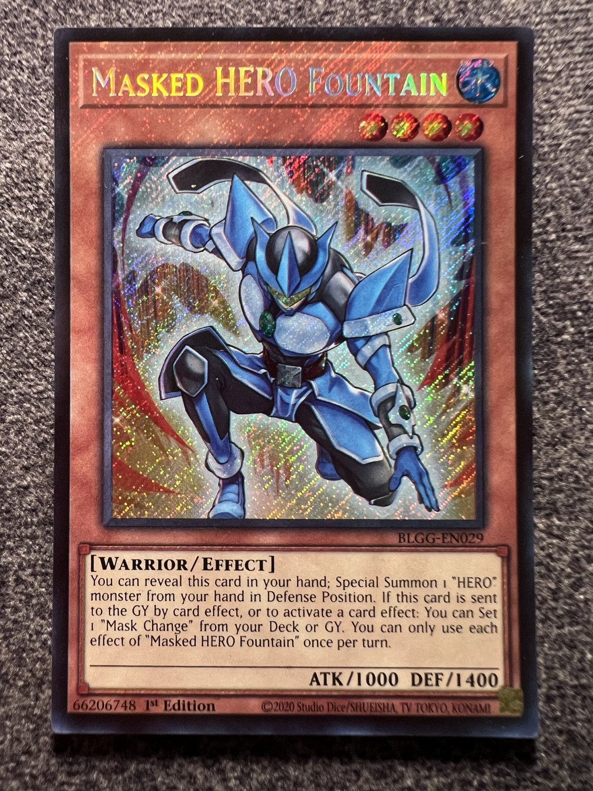 Yugioh Masked HERO Fountain BLGG-EN029 Secret Rare 1st Edition NM
