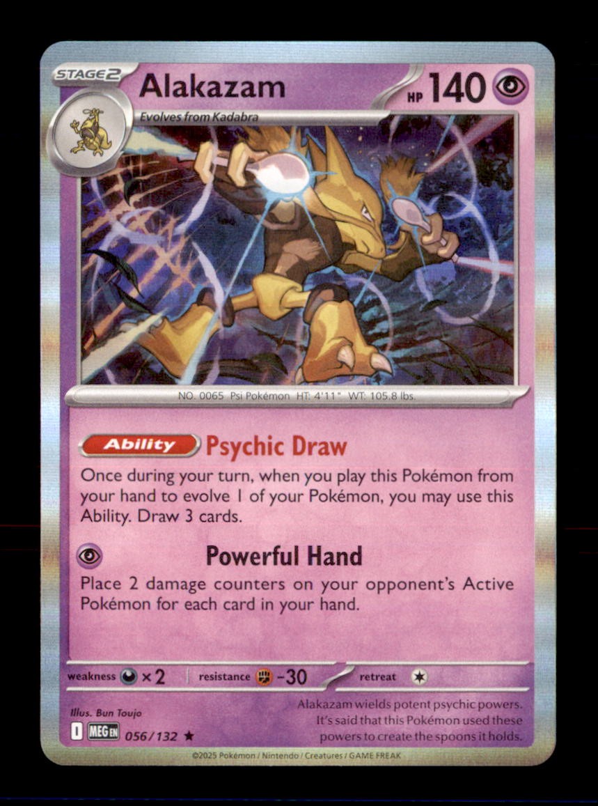 Alakazam 056/132 Rare Mega Evolution Pokemon Holo Near Mint