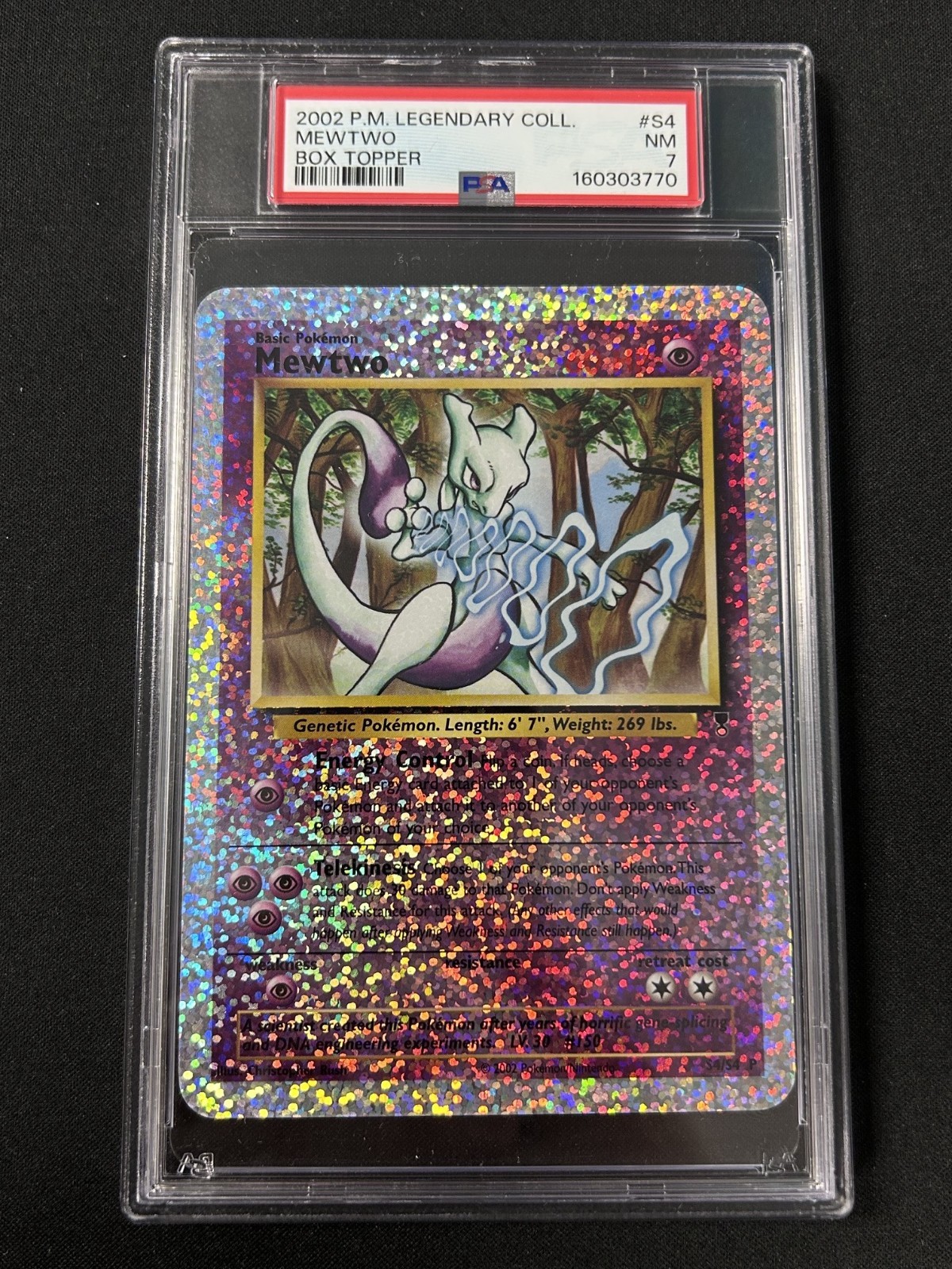 2002 POKEMON LEGENDARY COLLECTION BOX TOPPER #S4 MEWTWO BOX TOPPER PSA 7