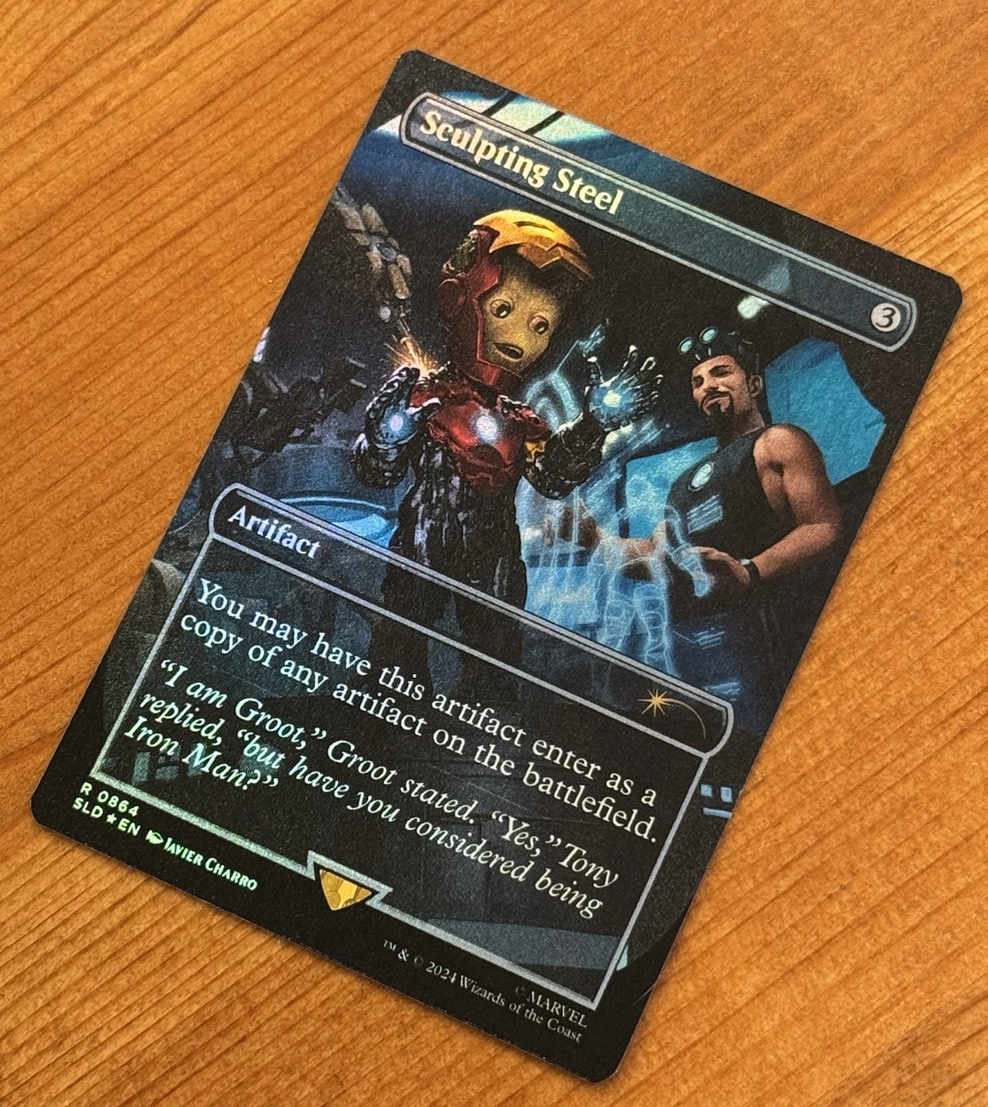 Sculpting Steel, R 0864, NM Foil, MTG Secret Lair x Marvel, Groot, Iron Man, SLD