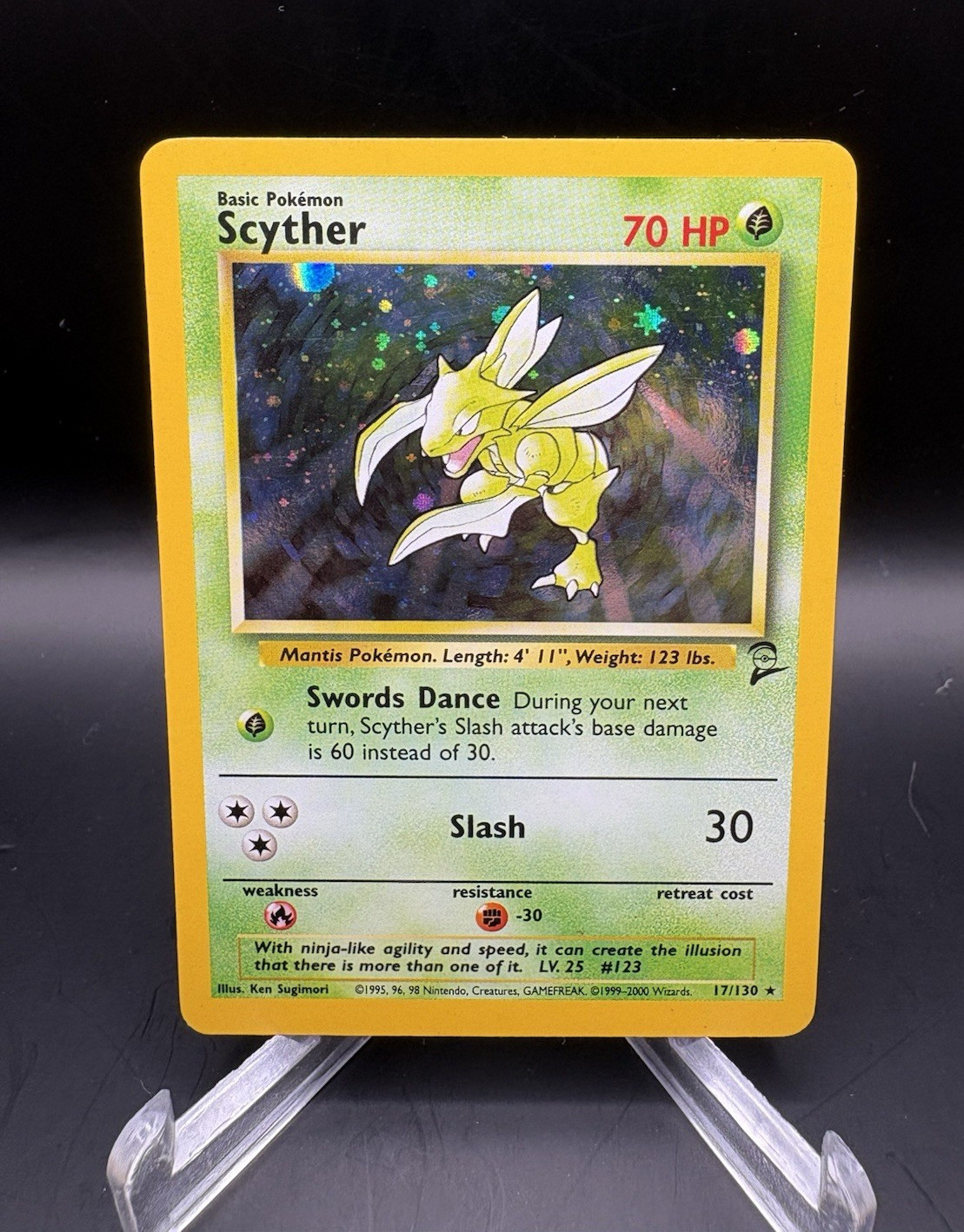 Pokémon Scyther Base Set 2 Holo Rare 70 HP Basic 017/130 English
