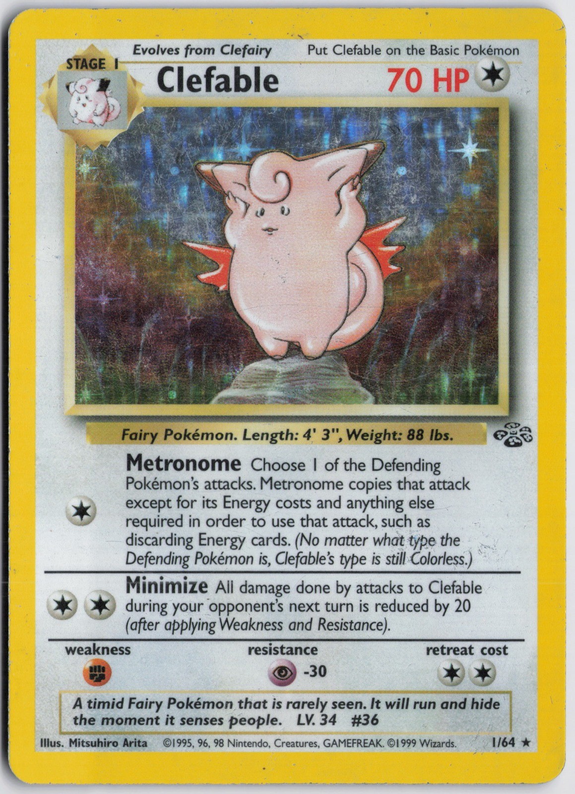 Clefable (1) Holo Rare Jungle 01/64 LP