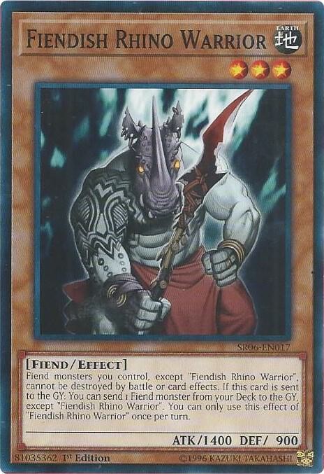 Yugioh Fiendish Rhino Warrior 1st Edition Common SR06-EN017 NM