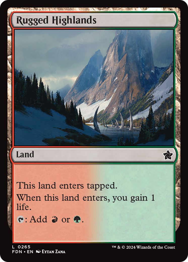 x4 Rugged Highlands FDN Foundations MTG 265 LIFE LAND M/NM 4x