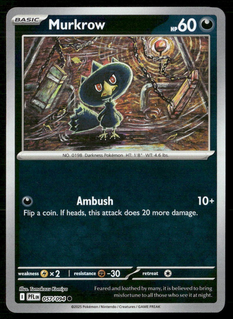 MURKROW 057/094 COMMON PHANTASMAL FLAMES POKEMON REVERSE HOLO NM