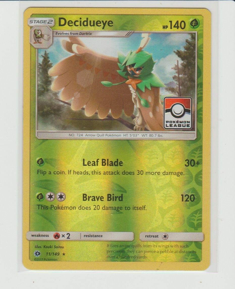 Decidueye Reverse Holo Pokemon League Promo Card Sun & Moon 11/149