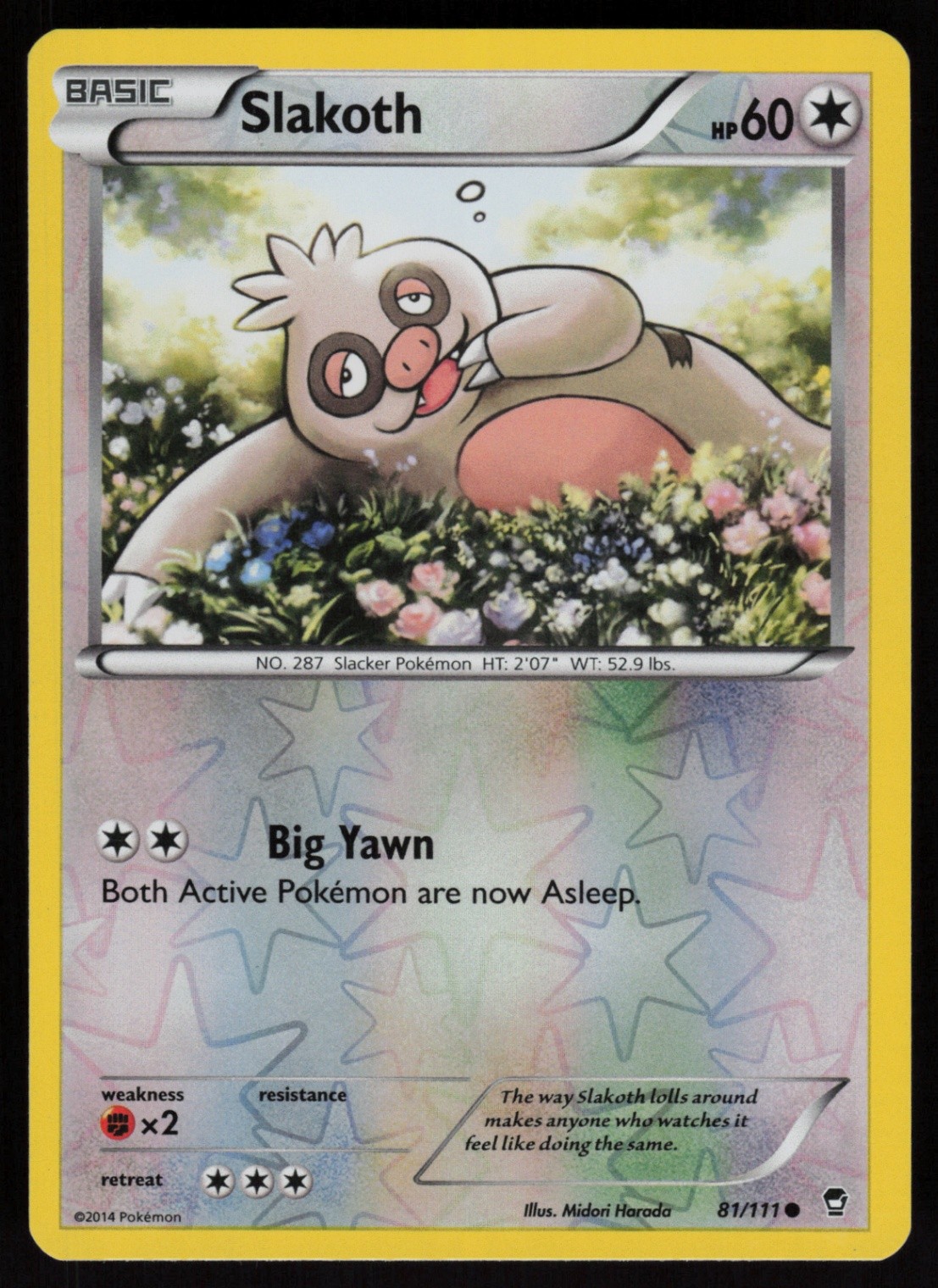 Reverse Holo Slakoth 81/111 XY – Furious Fists Midori Harada Pokemon TCG Card