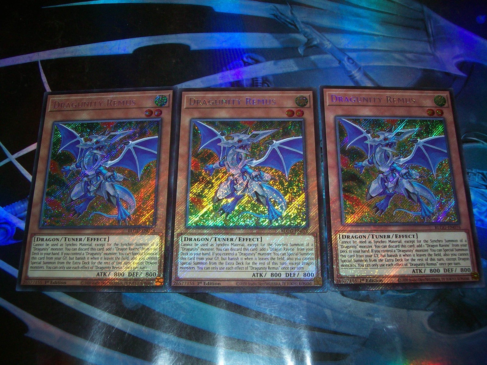 3x Dragunity Remus 1st Edition Secret Rare BLGG-EN076 Yu-Gi-Oh!
