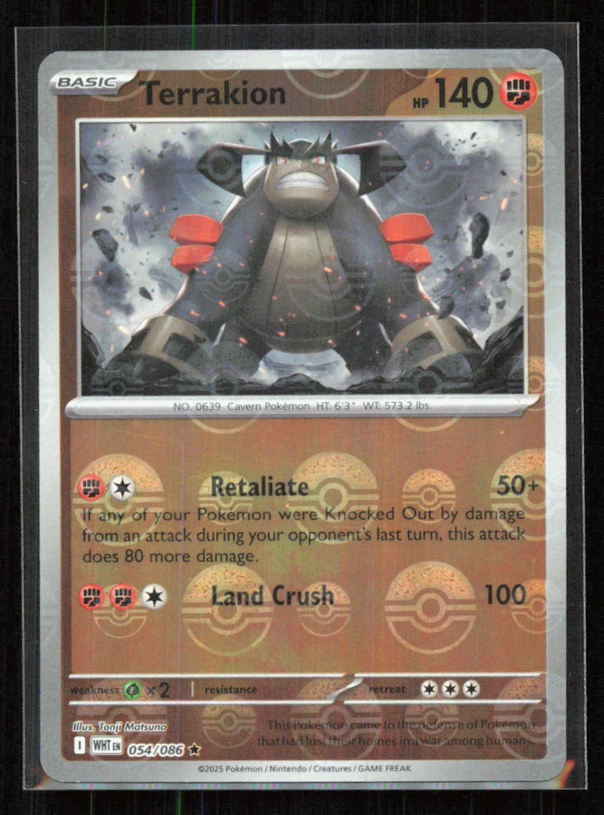 Terrakion Poke Ball Pattern SV: White Flare 054/086 Rare 2025 Tonji Matsuno NM