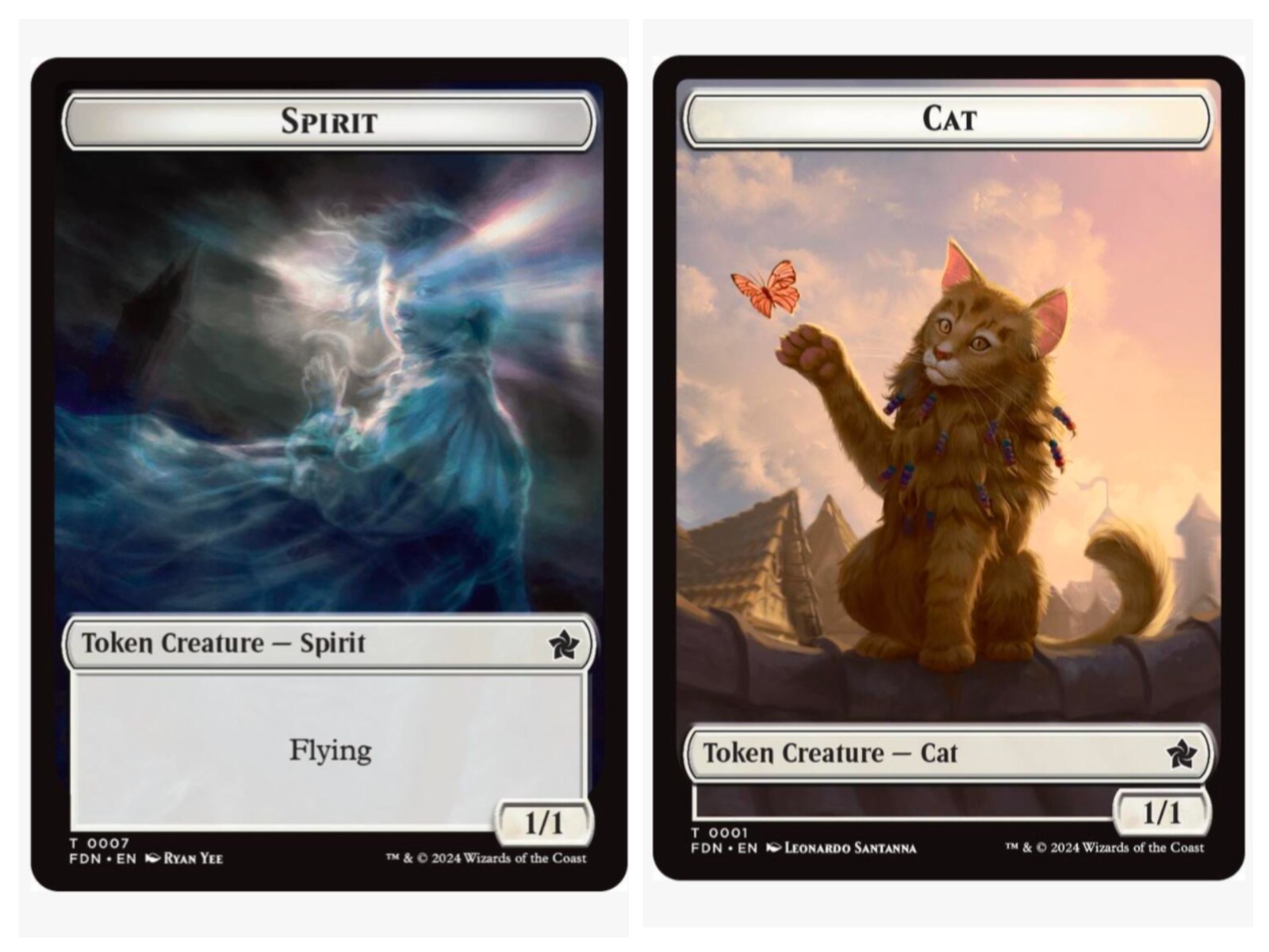 Spirit Token \ Cat Token | MTG FDN | Foundations Double-Sided (DS) | NEW NM+