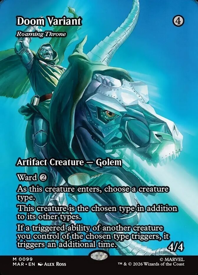 Doom Variant – Roaming Throne (Borderless) Marvel Universe Foil Playtest Card