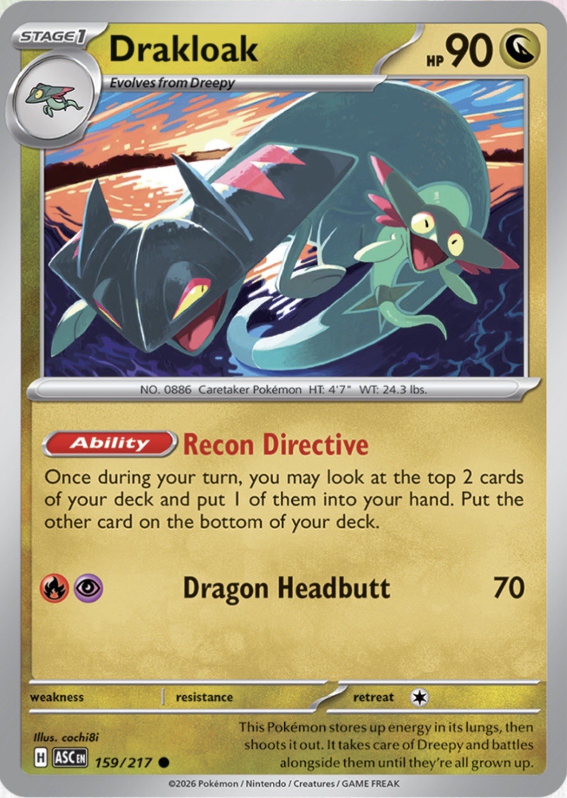 Drakloak 159/217 Pokémon ME Ascended Heroes Common Regular 2026 NM