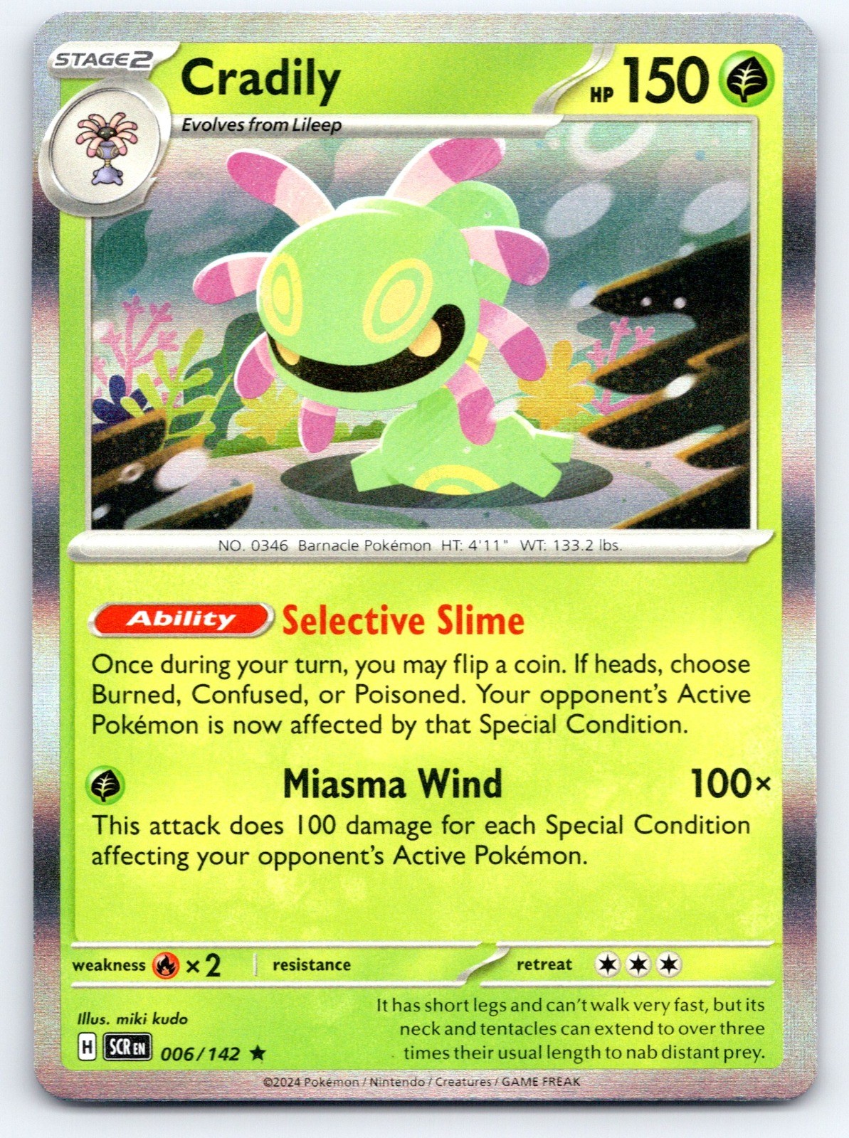 Cradily Holo Rare SV07: Stellar Crown 006/142 LP