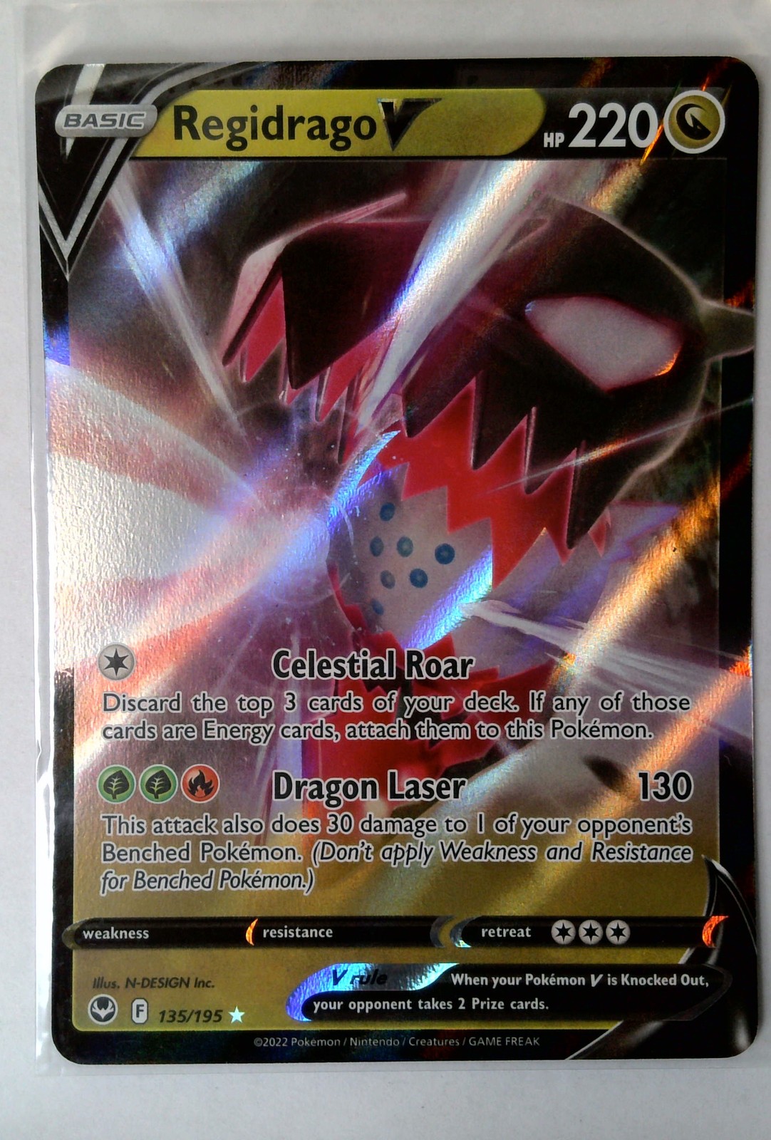 Regidrago V 135/195 Holo Silver Tempest Pokemon TCG 220 HP 130