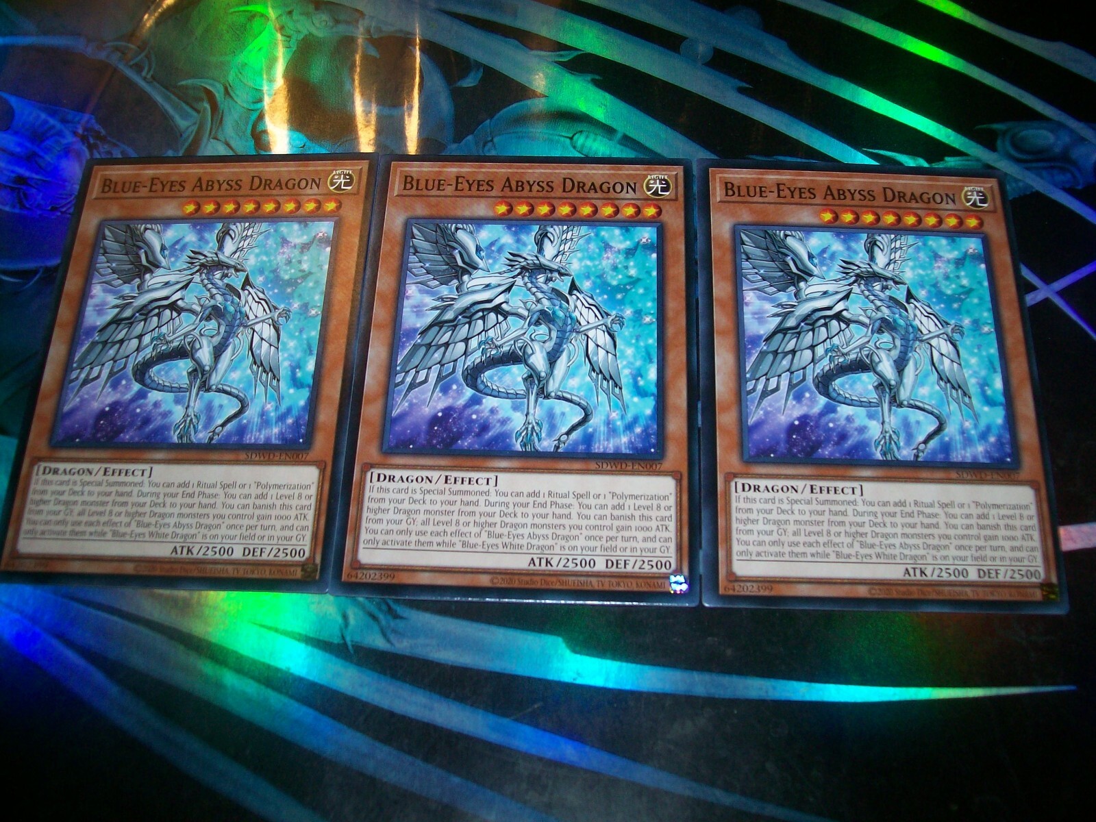3x Blue-Eyes Abyss Dragon 1st Edition Common SDWD-EN007 Yu-Gi-Oh!