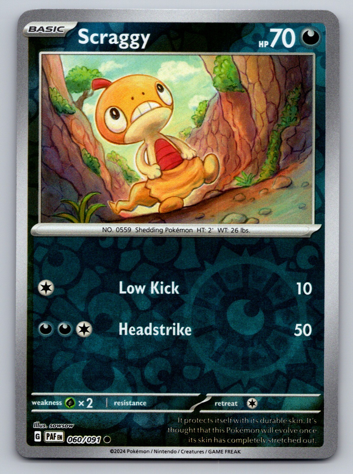 Scraggy Reverse Holo Common SV: Paldean Fates 060/091 NM