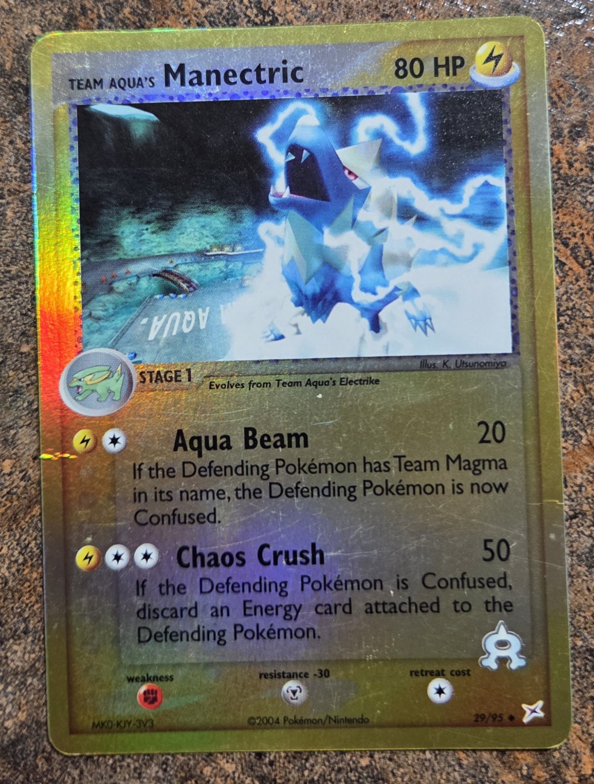 Team Aqua’s Manectric Reverse Holo Ex Team Magma vs Team Aqua 29/95 HP