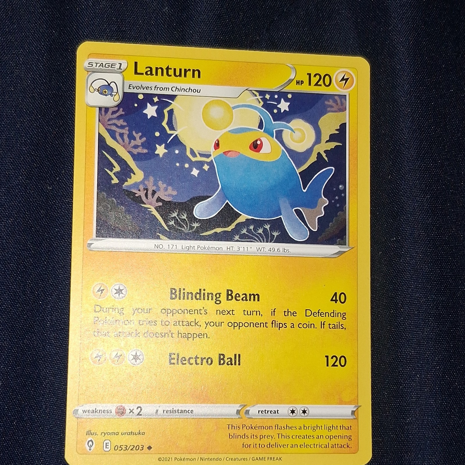 Pokémon Lanturn 053/203 Evolving Skies Stage 1 120HP 40/120 Attack English TCG