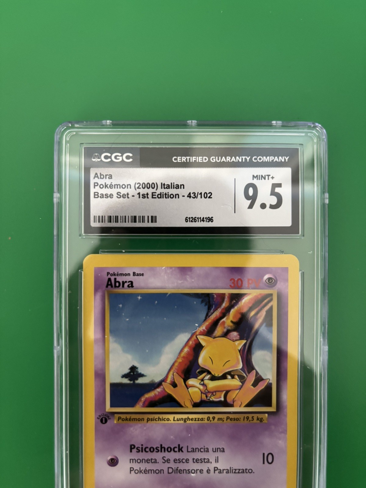 CGC 9.5 MINT+ Abra 43/102 1st Edition Base Set Pokemon Card (ITALIAN)