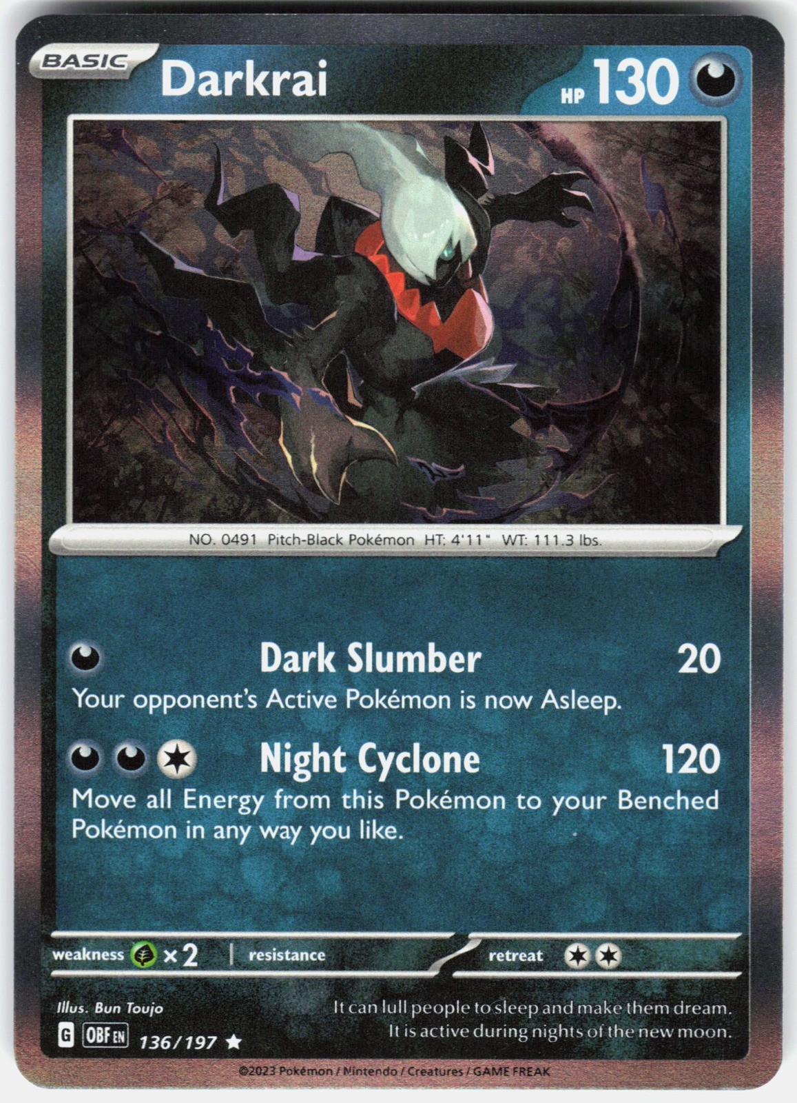 Darkrai Holo SV03: Obsidian Flames 136/197 NM Bun Toujo