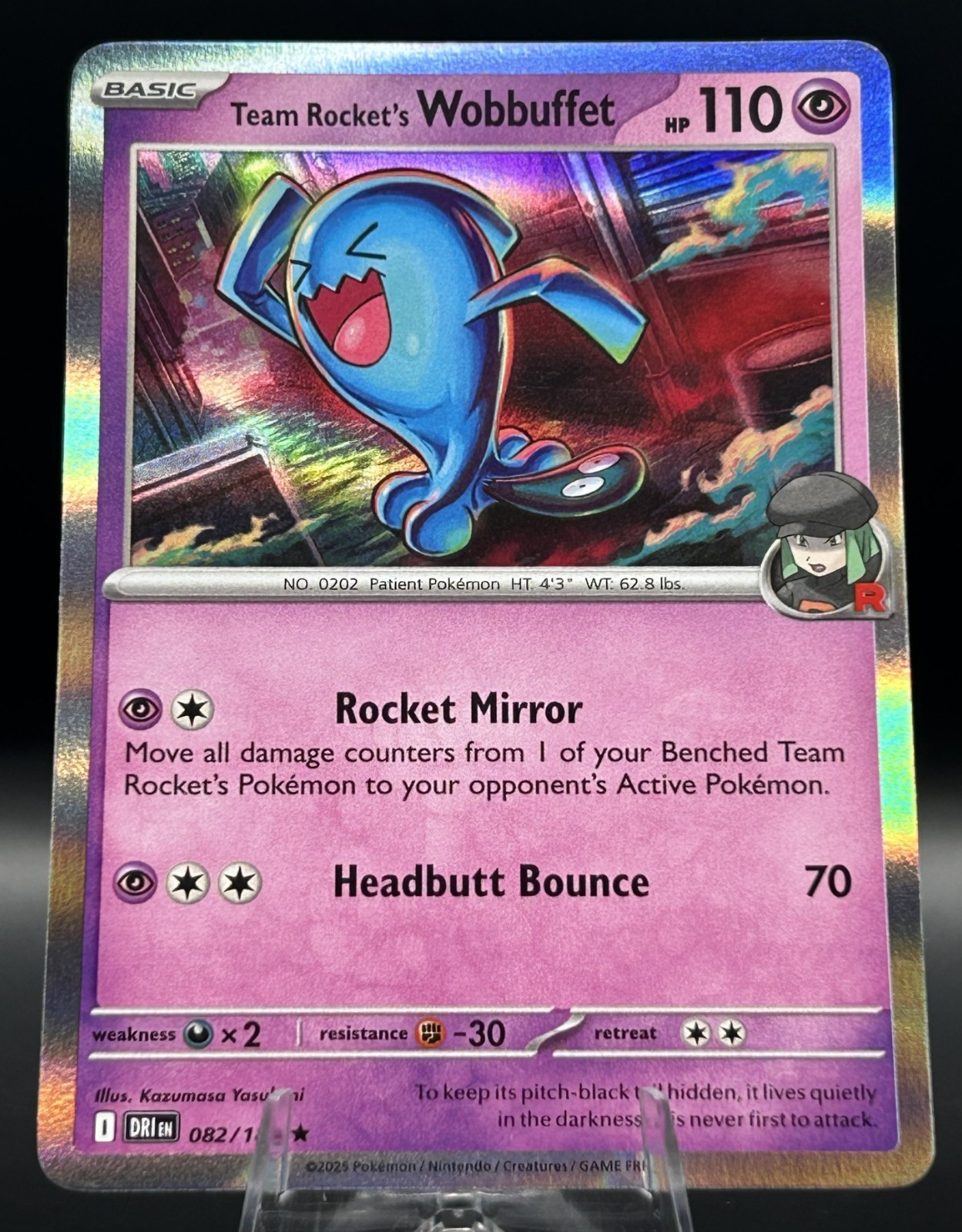 Team Rocket’s Wobbuffet 82/182 Destined Rivals Holo Rare NM Pokemon TCG