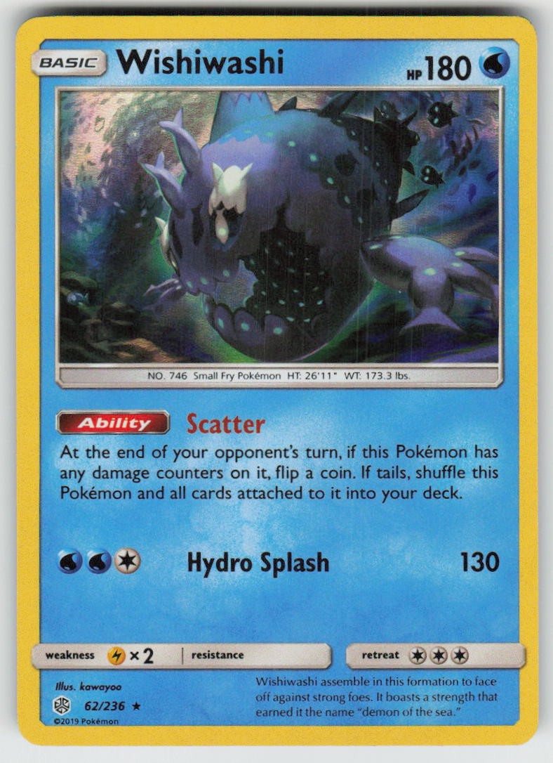 Holo Wishiwashi 62/236 Rare Cosmic Eclipse Near Mint