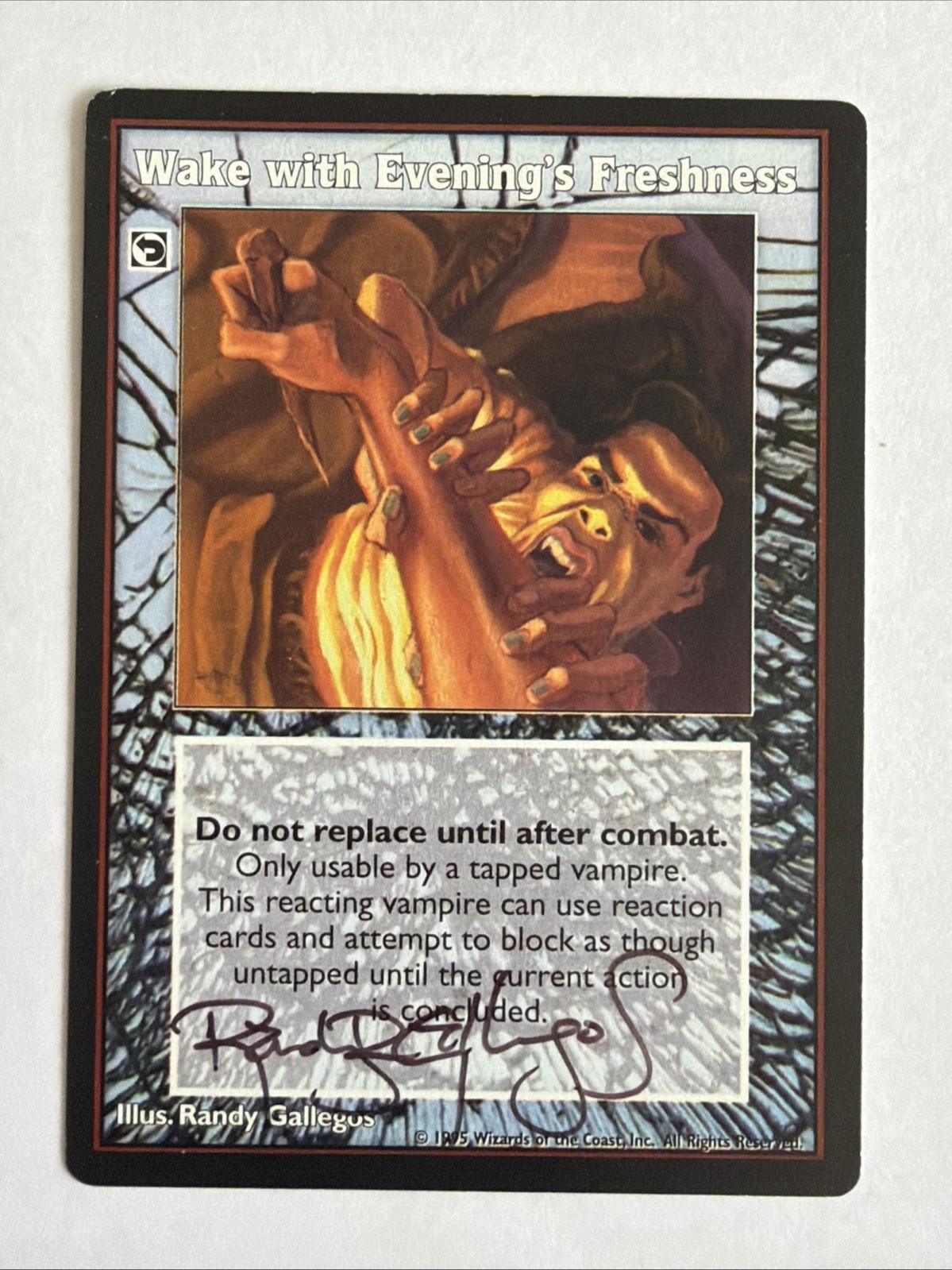 Rare Signed By Randy Gallegos Wake With Evenings Freshness Vampire Deck 1995