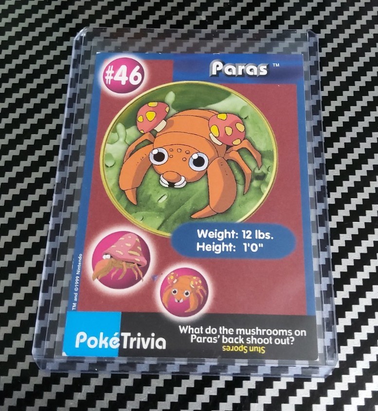 LP Paras Non-Perforated Pokémon Burger King PokeTrivia #46 Original 1999