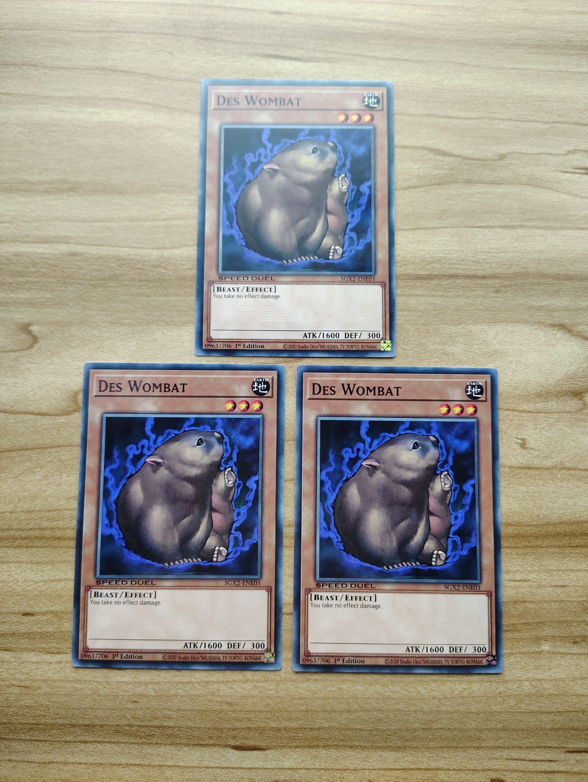 Yu-Gi-Oh! – Des Wombat 3X – Complete Playset – Near Mint – SGX2-ENE03