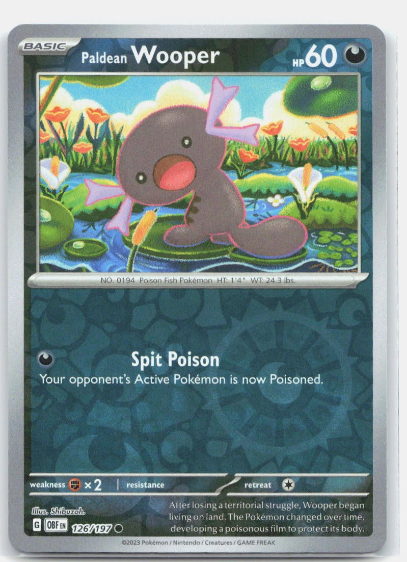 Paldean Wooper Reverse Holo 126/197 Common OBF ENGLISH NM Pokemon
