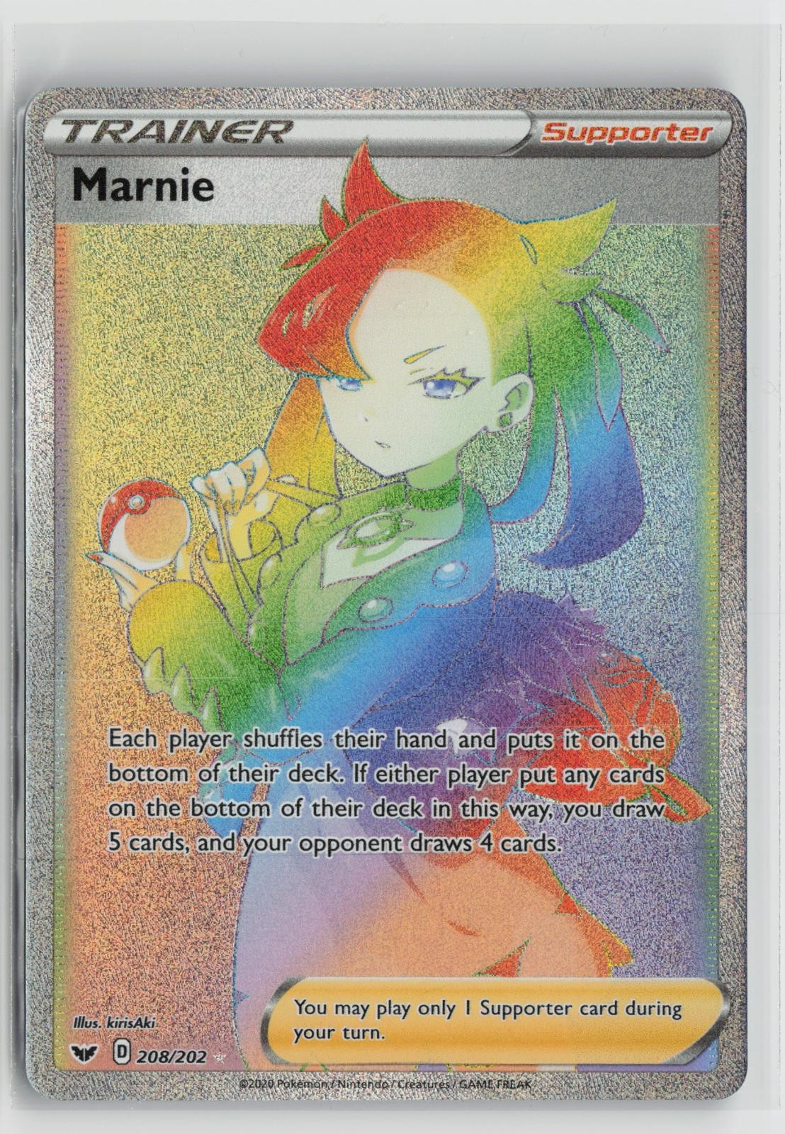 Marnie 208/202 Rainbow Rare Sword & Shield Pokemon NM