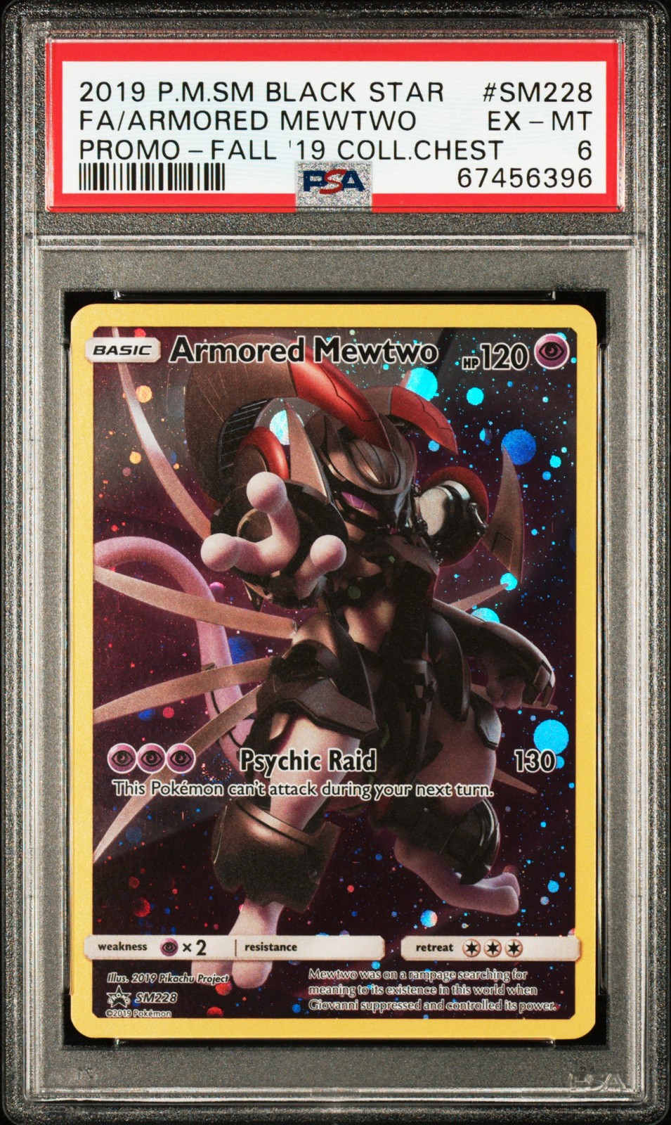 2019 POKEMON SM BLACK STAR PROMO #SM228 FULL ART/ARMORED MEWTWO PSA 6