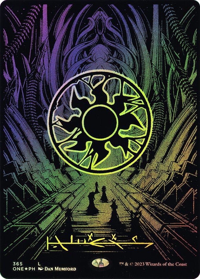 MTG OIL SLICK FOIL Plains Full Art Phyrexian – Phyrexia: All Will Be One #365